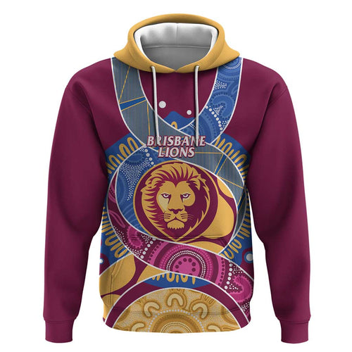 Brisbane Lions Football Custom Hoodie Premiers Proud Aboriginal Art - Aussie Hoodie