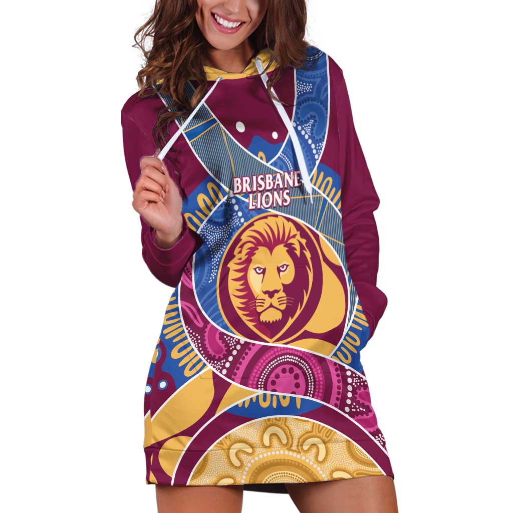 Brisbane Lions Football Custom Hoodie Dress Premiers Proud Aboriginal Art - Aussie Hoodie