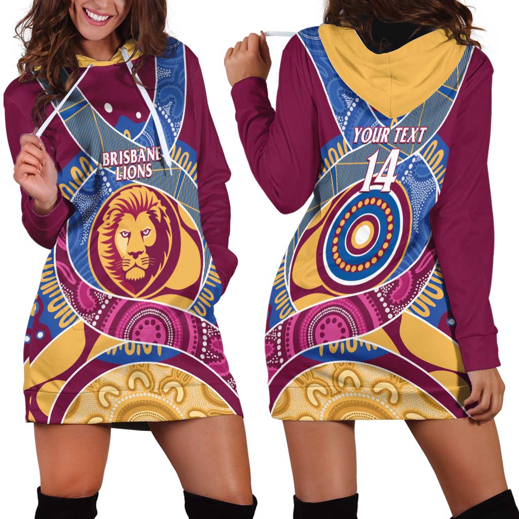 Brisbane Lions Football Custom Hoodie Dress Premiers Proud Aboriginal Art - Aussie Hoodie