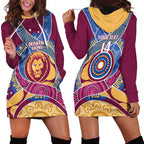 Brisbane Lions Football Custom Hoodie Dress Premiers Proud Aboriginal Art - Aussie Hoodie
