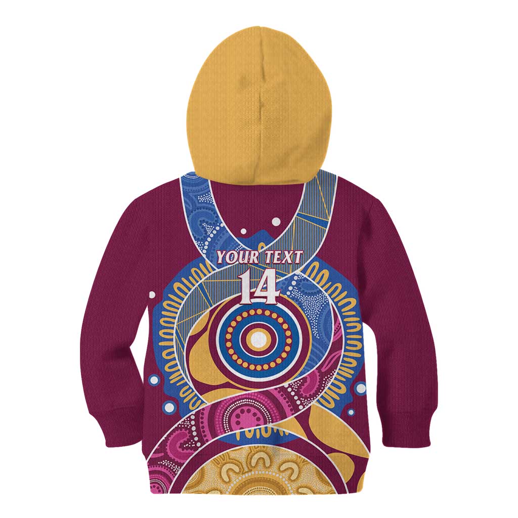 Brisbane Lions Football Custom Kid Hoodie Premiers Proud Aboriginal Art - Aussie Hoodie