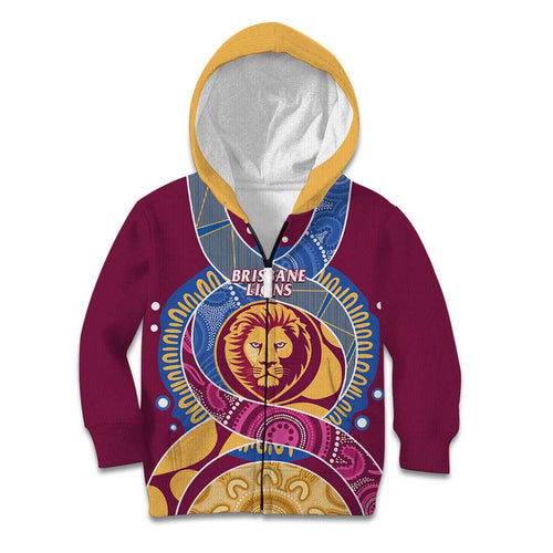 Brisbane Lions Football Custom Kid Hoodie Premiers Proud Aboriginal Art - Aussie Hoodie