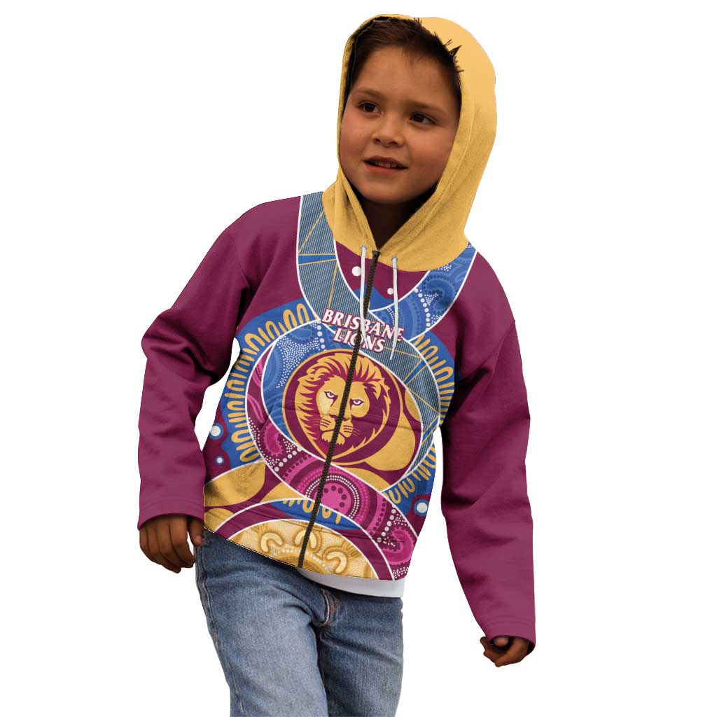 Brisbane Lions Football Custom Kid Hoodie Premiers Proud Aboriginal Art - Aussie Hoodie