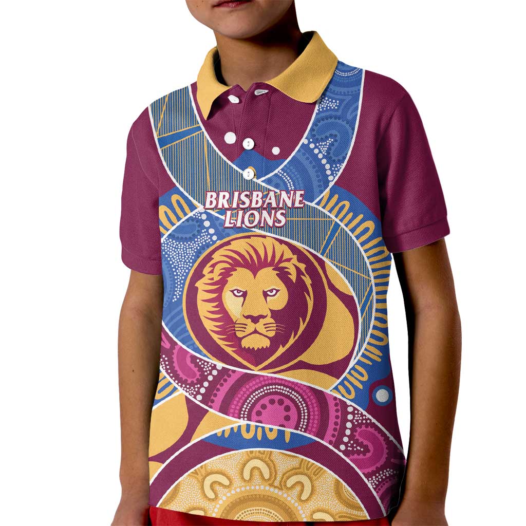 Brisbane Lions Football Custom Kid Polo Shirt Premiers Proud Aboriginal Art - Aussie Hoodie
