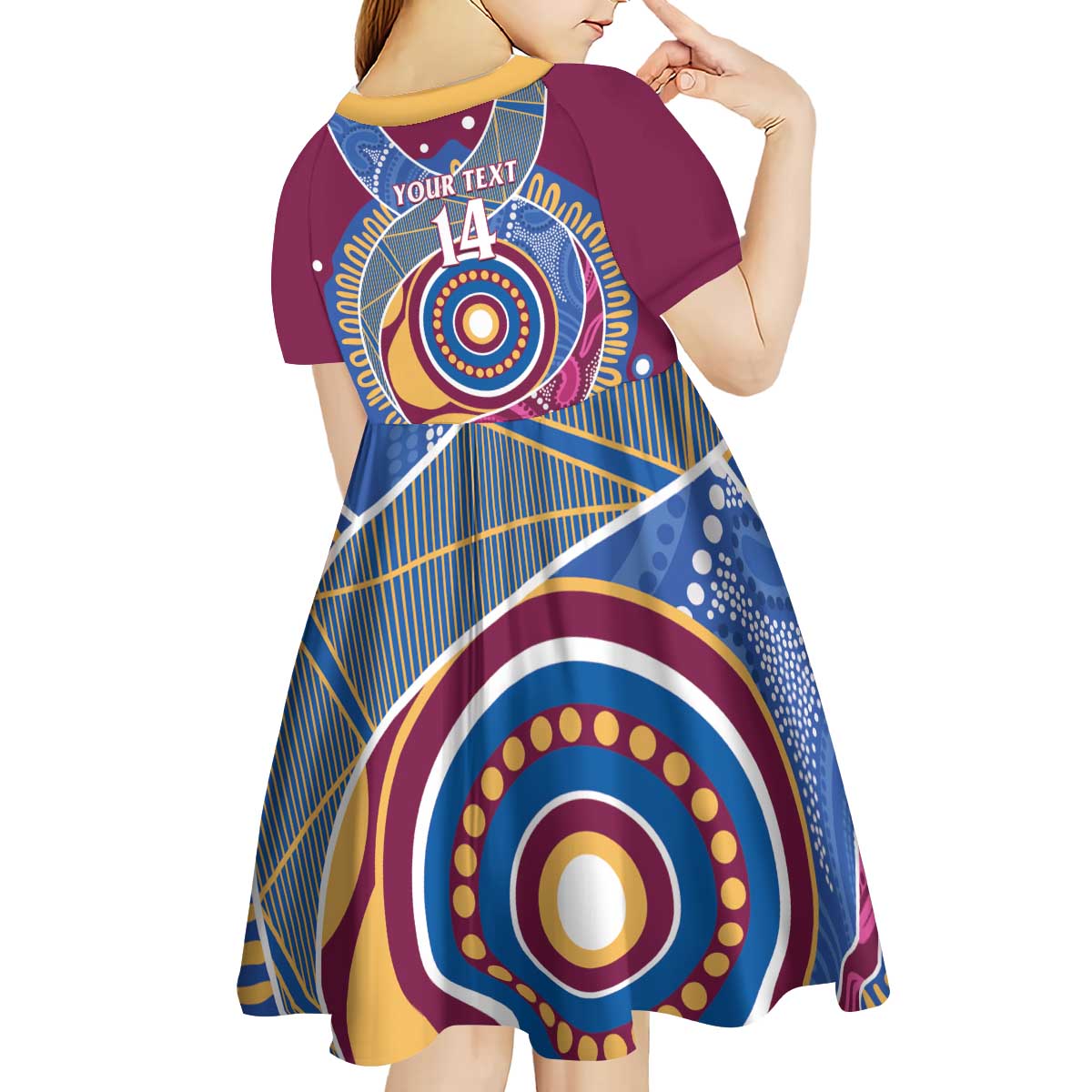 Brisbane Lions Football Custom Kid Short Sleeve Dress Premiers Proud Aboriginal Art - Aussie Hoodie