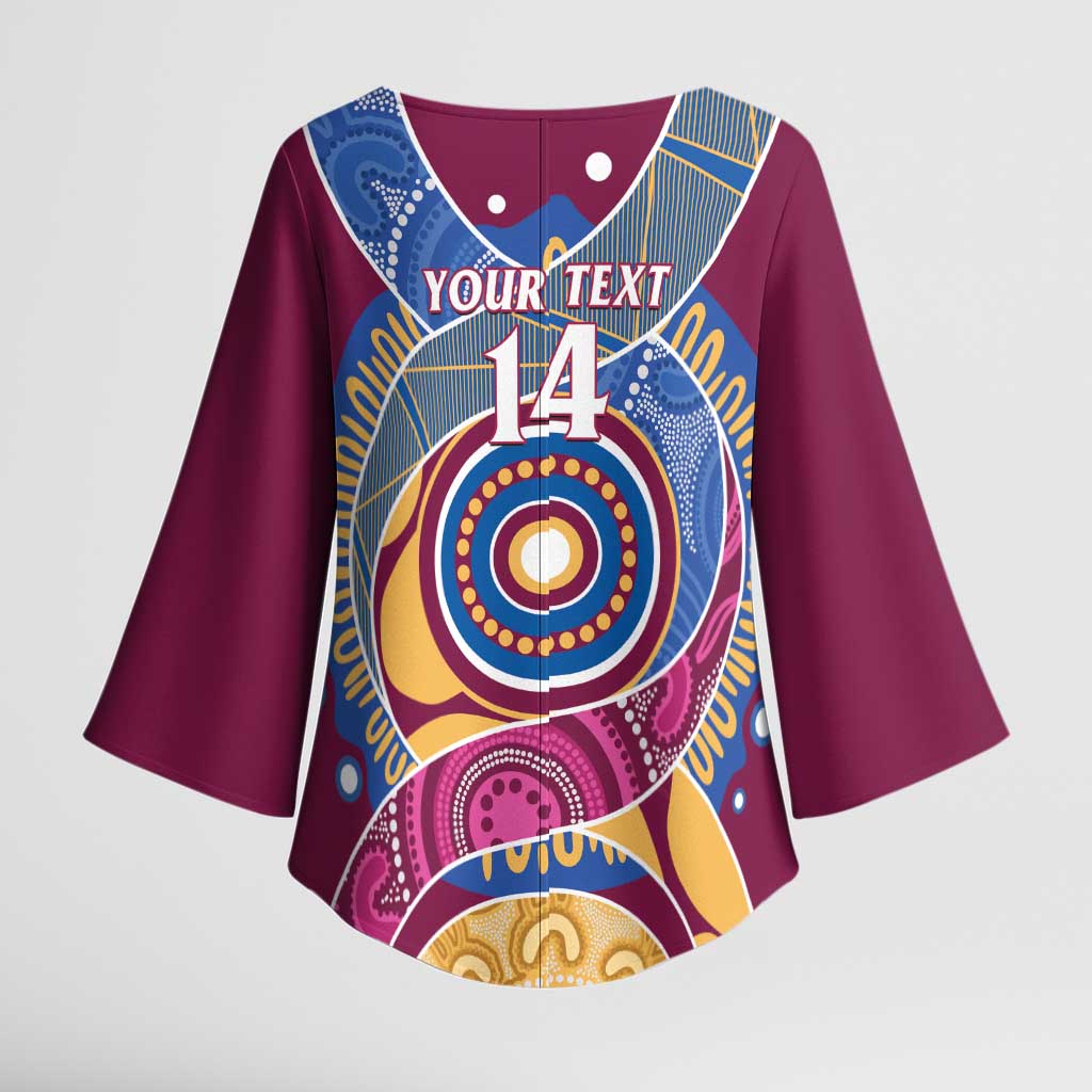 Brisbane Lions Football Custom Kimono Sleeve Blouse Premiers Proud Aboriginal Art - Aussie Hoodie
