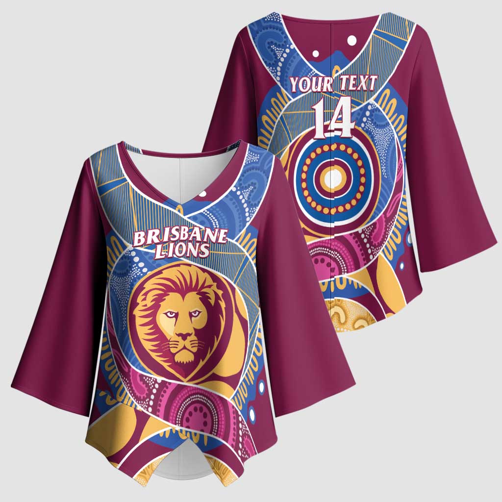 Brisbane Lions Football Custom Kimono Sleeve Blouse Premiers Proud Aboriginal Art - Aussie Hoodie