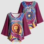 Brisbane Lions Football Custom Kimono Sleeve Blouse Premiers Proud Aboriginal Art - Aussie Hoodie