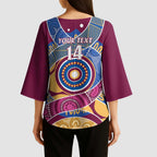 Brisbane Lions Football Custom Kimono Sleeve Blouse Premiers Proud Aboriginal Art - Aussie Hoodie