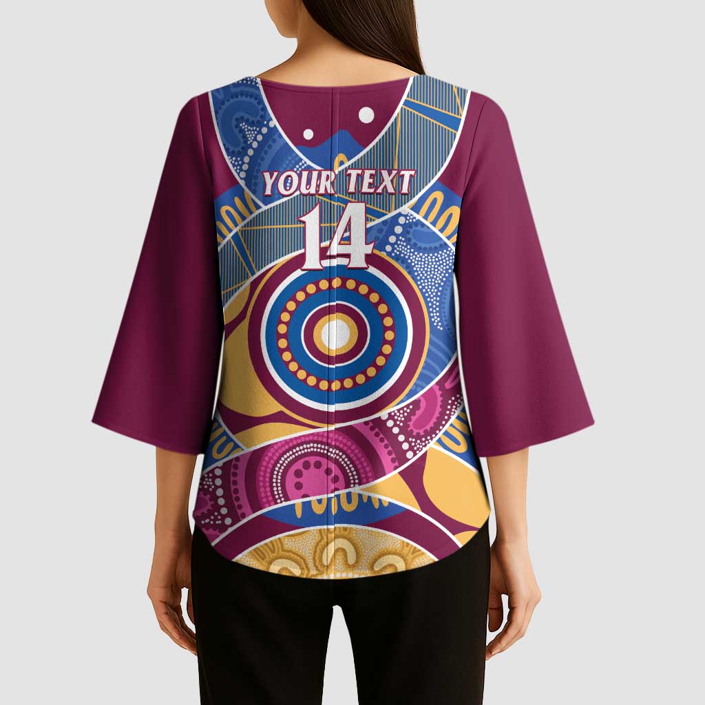 Brisbane Lions Football Custom Kimono Sleeve Blouse Premiers Proud Aboriginal Art - Aussie Hoodie
