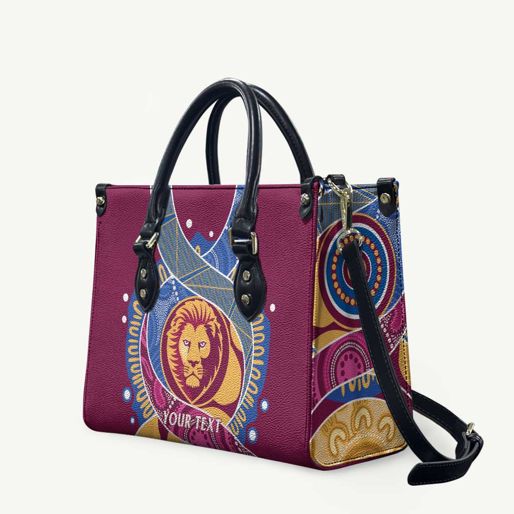 Brisbane Lions Football Custom Leather Bag Premiers Proud Aboriginal Art - Aussie Hoodie