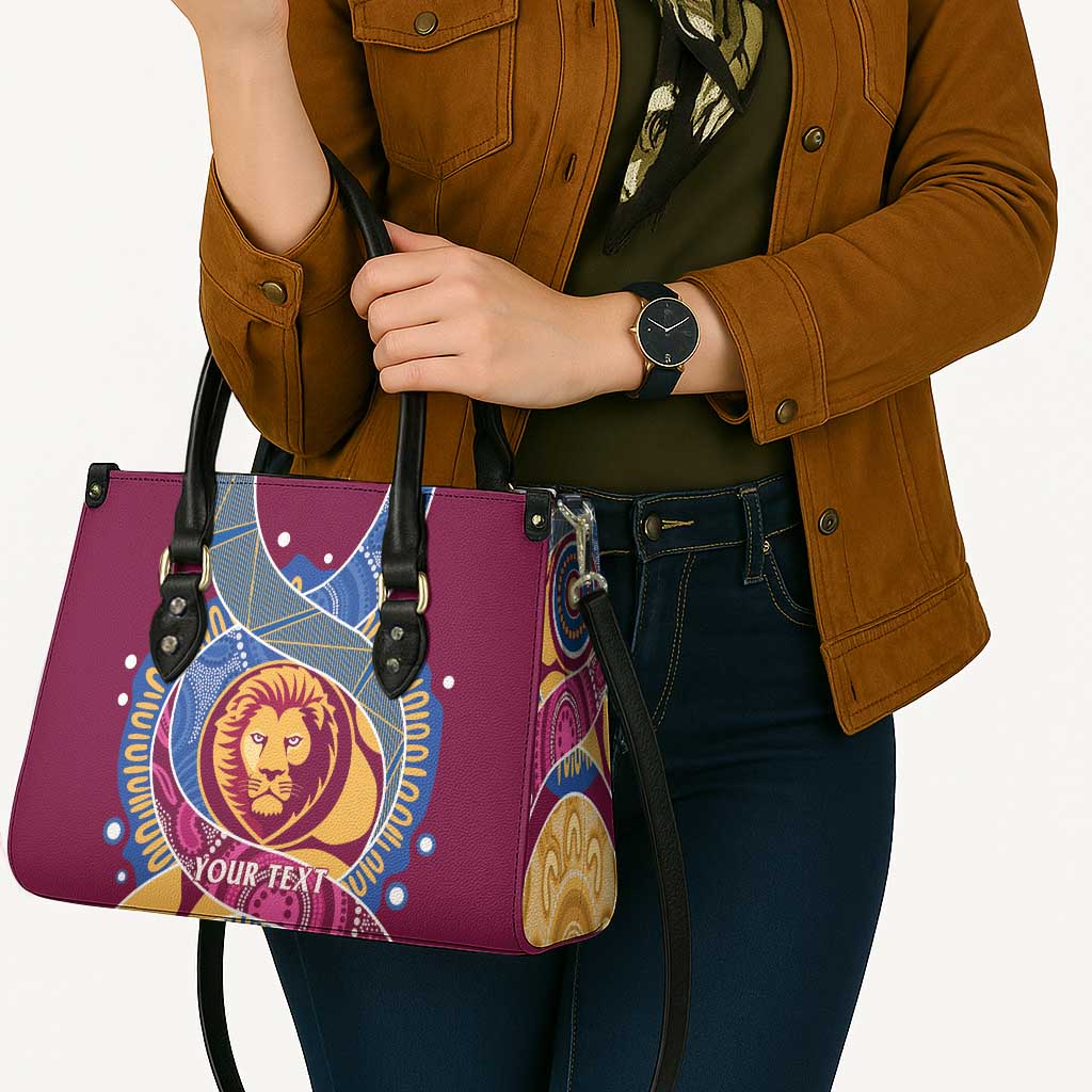 Brisbane Lions Football Custom Leather Bag Premiers Proud Aboriginal Art - Aussie Hoodie