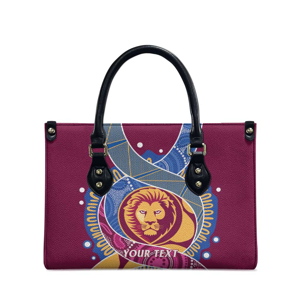 Brisbane Lions Football Custom Leather Bag Premiers Proud Aboriginal Art - Aussie Hoodie