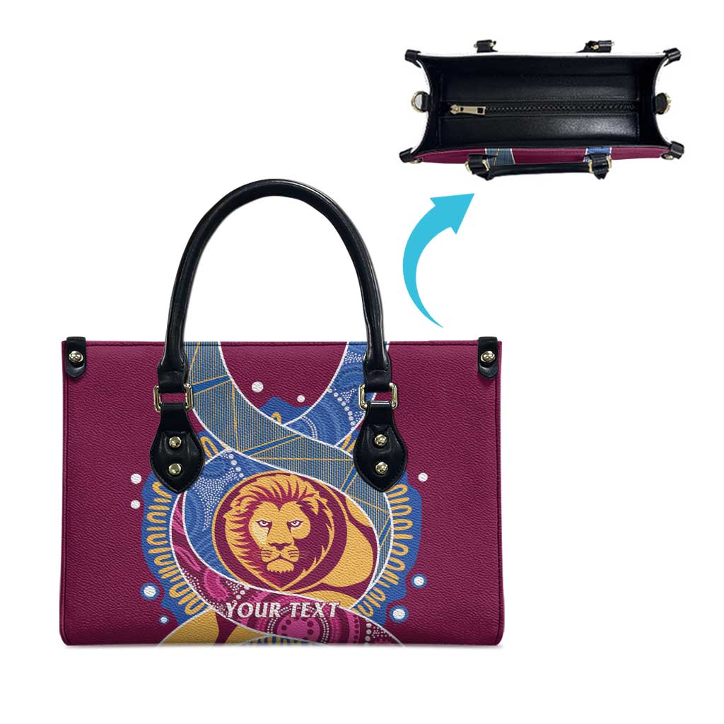 Brisbane Lions Football Custom Leather Bag Premiers Proud Aboriginal Art - Aussie Hoodie