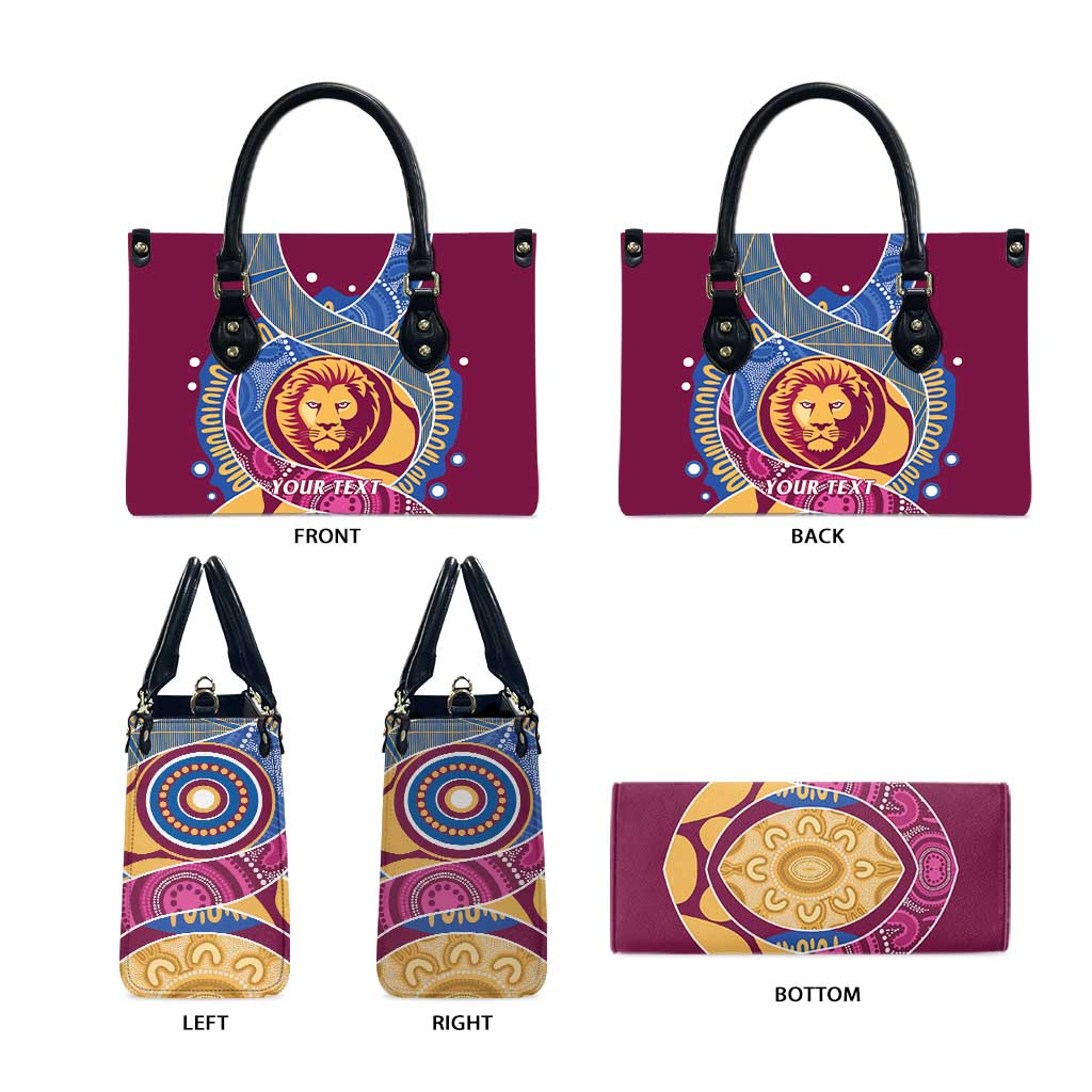 Brisbane Lions Football Custom Leather Bag Premiers Proud Aboriginal Art - Aussie Hoodie