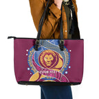 Brisbane Lions Football Custom Leather Tote Bag Premiers Proud Aboriginal Art - Aussie Hoodie