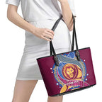 Brisbane Lions Football Custom Leather Tote Bag Premiers Proud Aboriginal Art - Aussie Hoodie