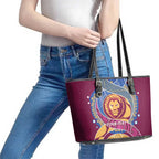 Brisbane Lions Football Custom Leather Tote Bag Premiers Proud Aboriginal Art - Aussie Hoodie