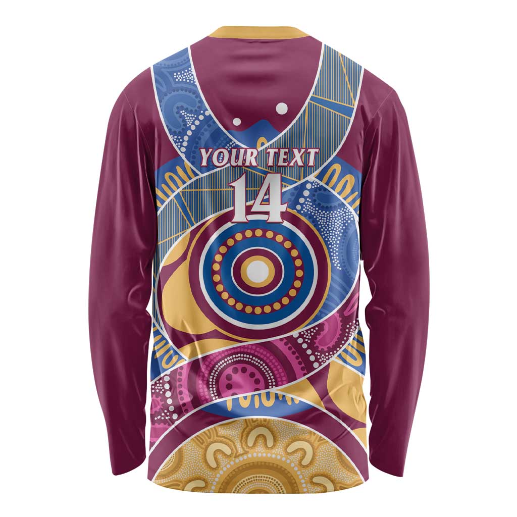 Brisbane Lions Football Custom Long Sleeve Shirt Premiers Proud Aboriginal Art - Aussie Hoodie