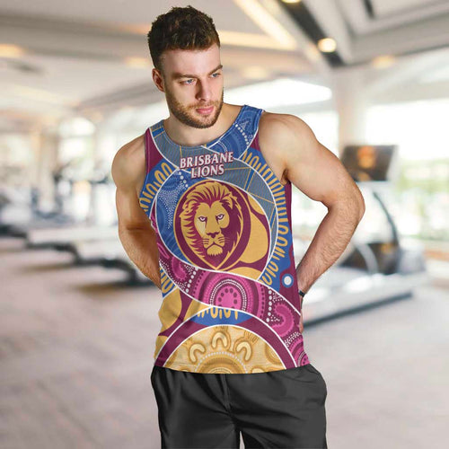 Brisbane Lions Football Custom Men Tank Top Premiers Proud Aboriginal Art - Aussie Hoodie