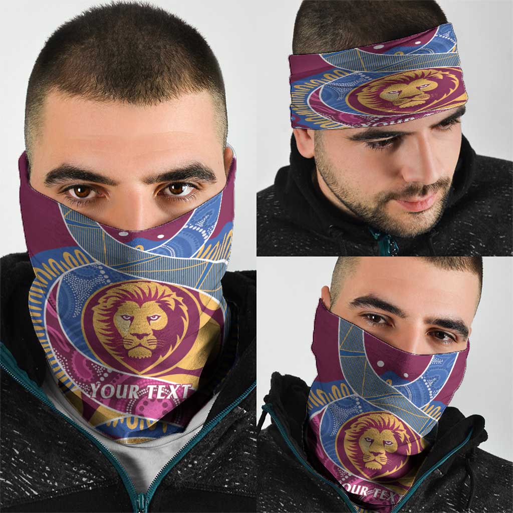 Brisbane Lions Football Custom Neck Gaiter Premiers Proud Aboriginal Art - Aussie Hoodie