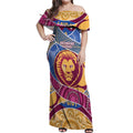 Brisbane Lions Football Custom Off Shoulder Maxi Dress Premiers Proud Aboriginal Art - Aussie Hoodie