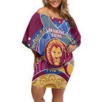 Brisbane Lions Football Custom Off Shoulder Short Dress Premiers Proud Aboriginal Art - Aussie Hoodie