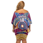 Brisbane Lions Football Custom Off Shoulder Short Dress Premiers Proud Aboriginal Art - Aussie Hoodie