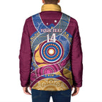 Brisbane Lions Football Custom Padded Jacket Premiers Proud Aboriginal Art - Aussie Hoodie