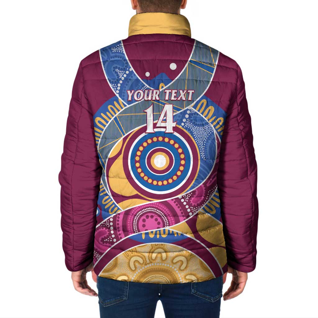 Brisbane Lions Football Custom Padded Jacket Premiers Proud Aboriginal Art - Aussie Hoodie
