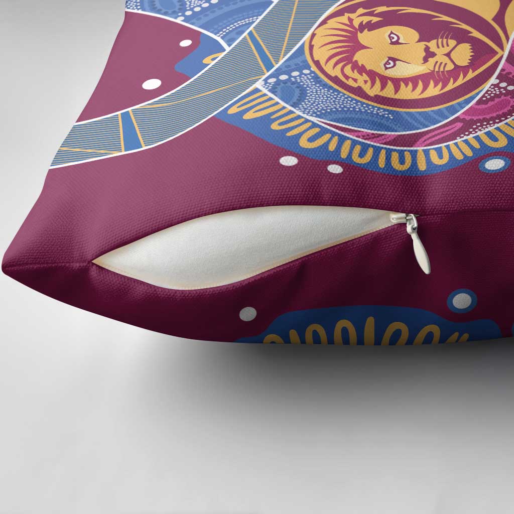Brisbane Lions Football Custom Pillow Cover Premiers Proud Aboriginal Art - Aussie Hoodie