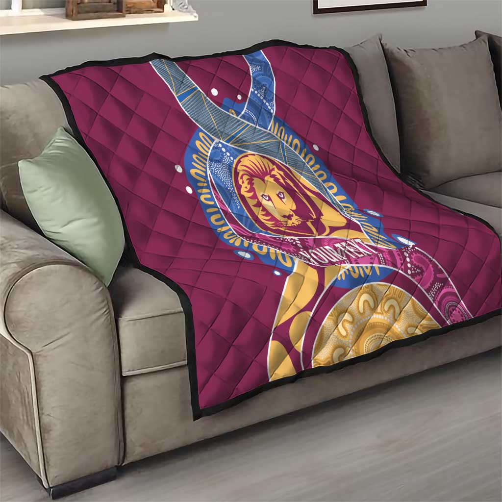 Brisbane Lions Football Custom Quilt Premiers Proud Aboriginal Art - Aussie Hoodie