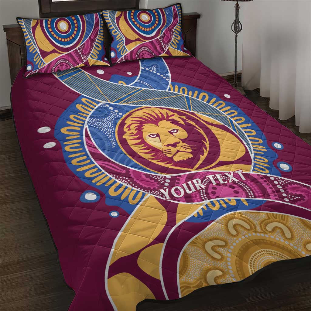Brisbane Lions Football Custom Quilt Bed Set Premiers Proud Aboriginal Art - Aussie Hoodie