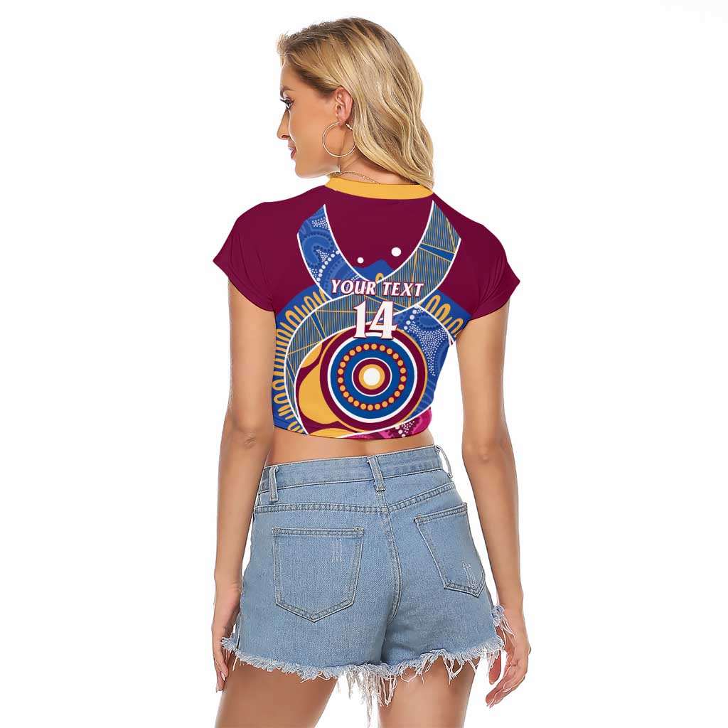 Brisbane Lions Football Custom Raglan Cropped T Shirt Premiers Proud Aboriginal Art - Aussie Hoodie