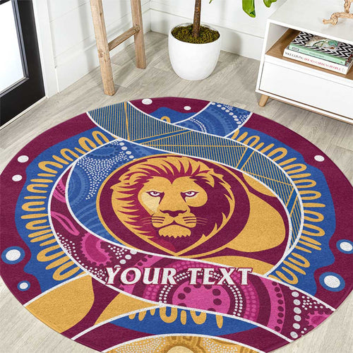 Brisbane Lions Football Custom Round Carpet Premiers Proud Aboriginal Art - Aussie Hoodie