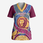 Brisbane Lions Football Custom Scrub Top Premiers Proud Aboriginal Art - Aussie Hoodie