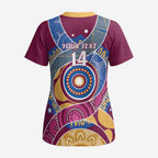 Brisbane Lions Football Custom Scrub Top Premiers Proud Aboriginal Art - Aussie Hoodie