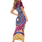 Brisbane Lions Football Custom Short Sleeve Bodycon Dress Premiers Proud Aboriginal Art - Aussie Hoodie