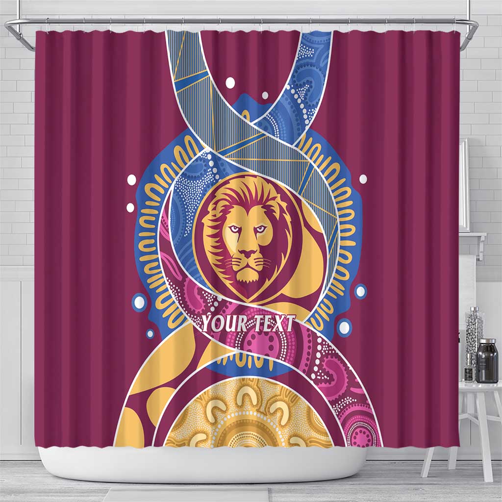 Brisbane Lions Football Custom Shower Curtain Premiers Proud Aboriginal Art - Aussie Hoodie