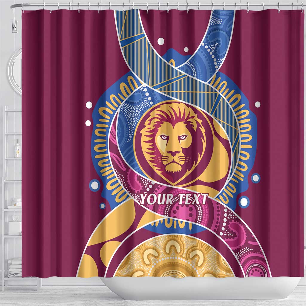 Brisbane Lions Football Custom Shower Curtain Premiers Proud Aboriginal Art - Aussie Hoodie