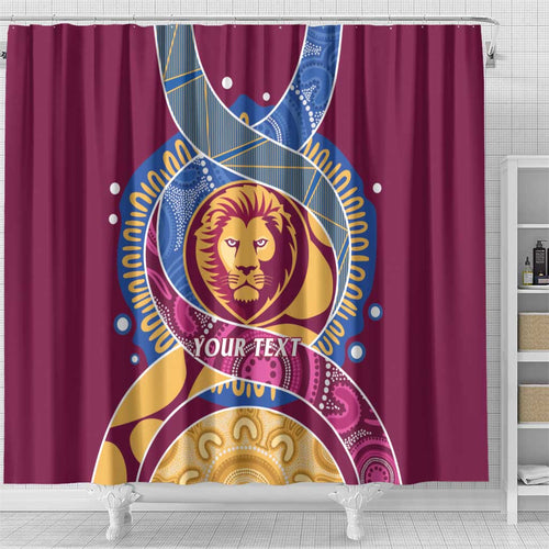 Brisbane Lions Football Custom Shower Curtain Premiers Proud Aboriginal Art - Aussie Hoodie