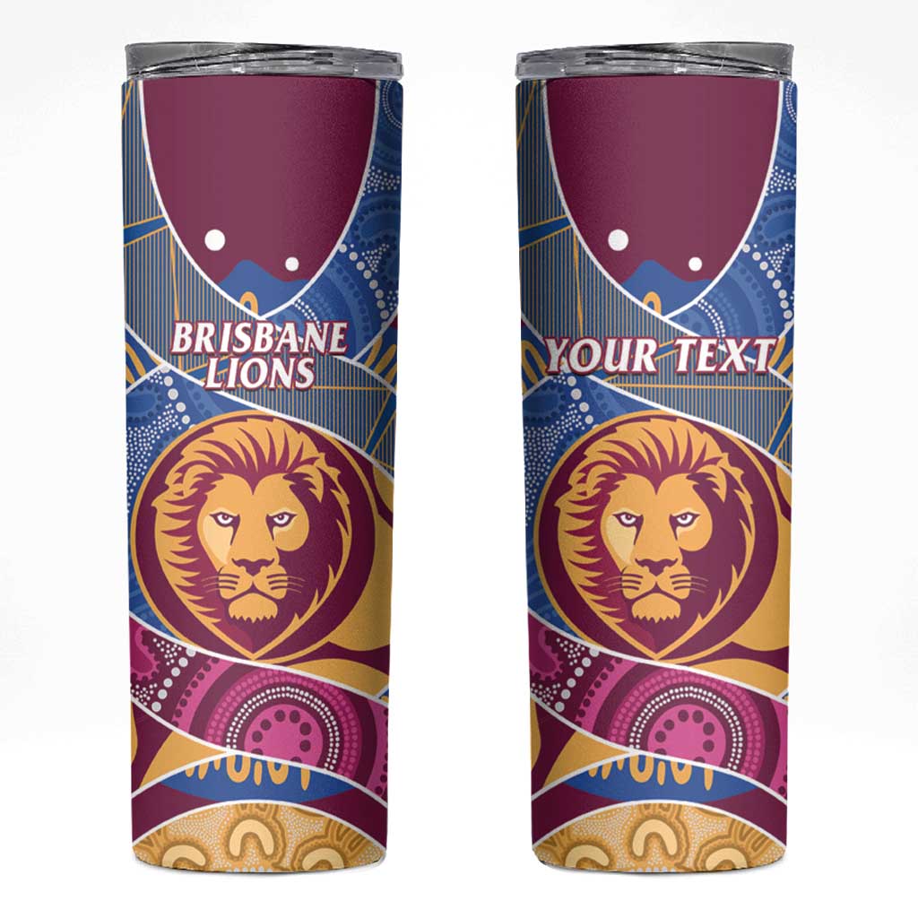 Brisbane Lions Football Custom Skinny Tumbler Premiers Proud Aboriginal Art - Aussie Hoodie