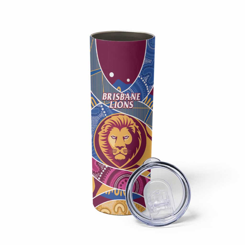 Brisbane Lions Football Custom Skinny Tumbler Premiers Proud Aboriginal Art - Aussie Hoodie