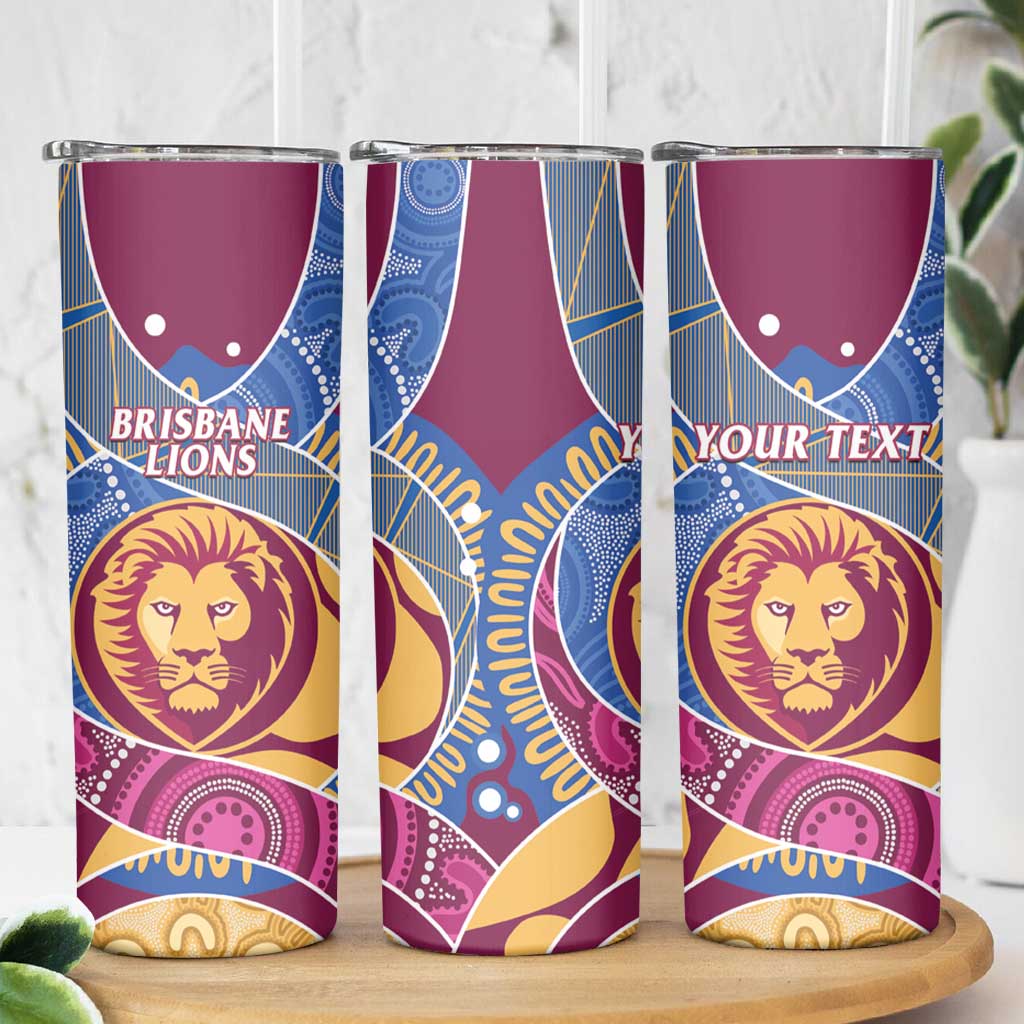 Brisbane Lions Football Custom Skinny Tumbler Premiers Proud Aboriginal Art - Aussie Hoodie