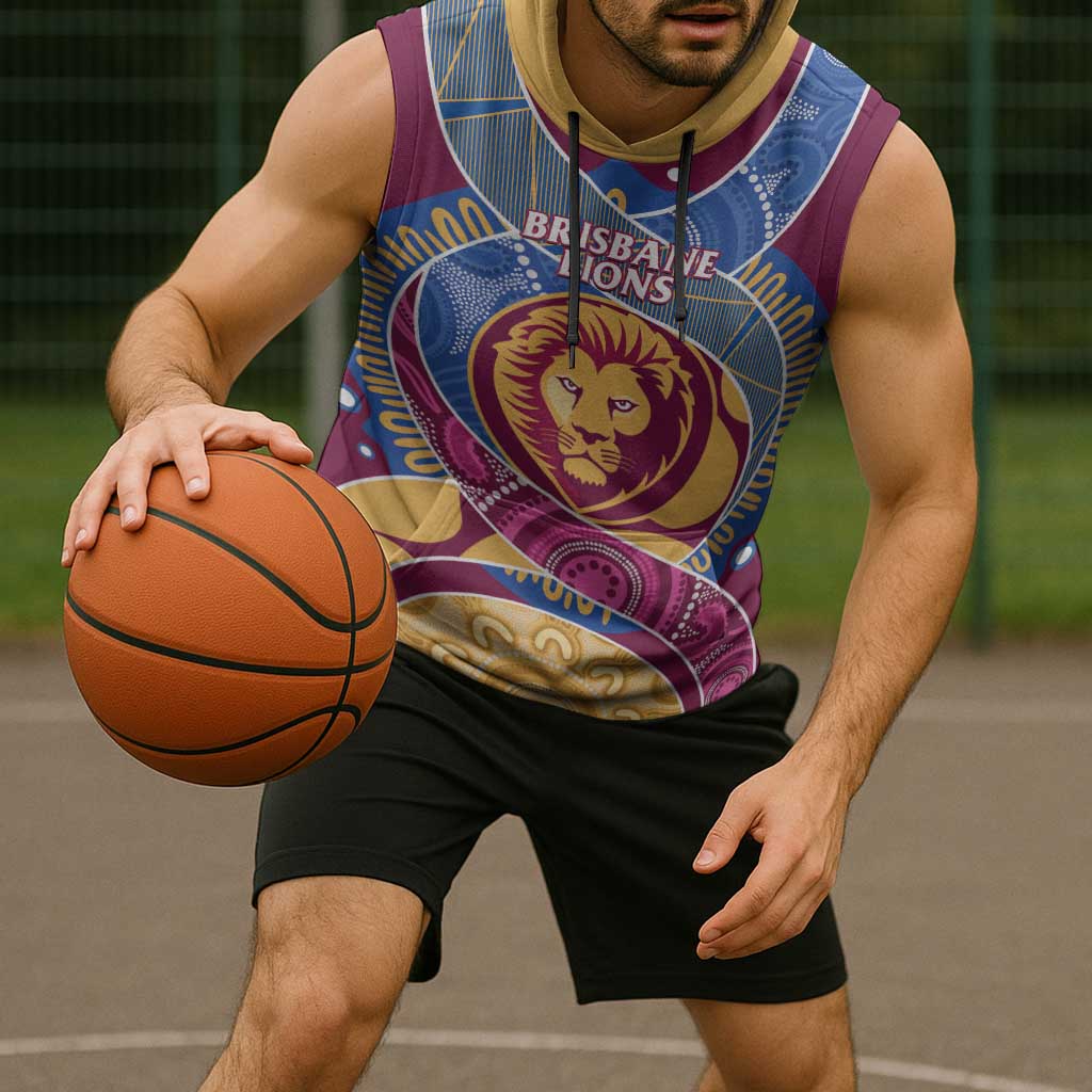 Brisbane Lions Football Custom Sleeveless Hoodie Premiers Proud Aboriginal Art - Aussie Hoodie