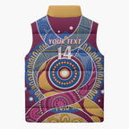 Brisbane Lions Football Custom Sleeveless Puffer Jacket Premiers Proud Aboriginal Art - Aussie Hoodie