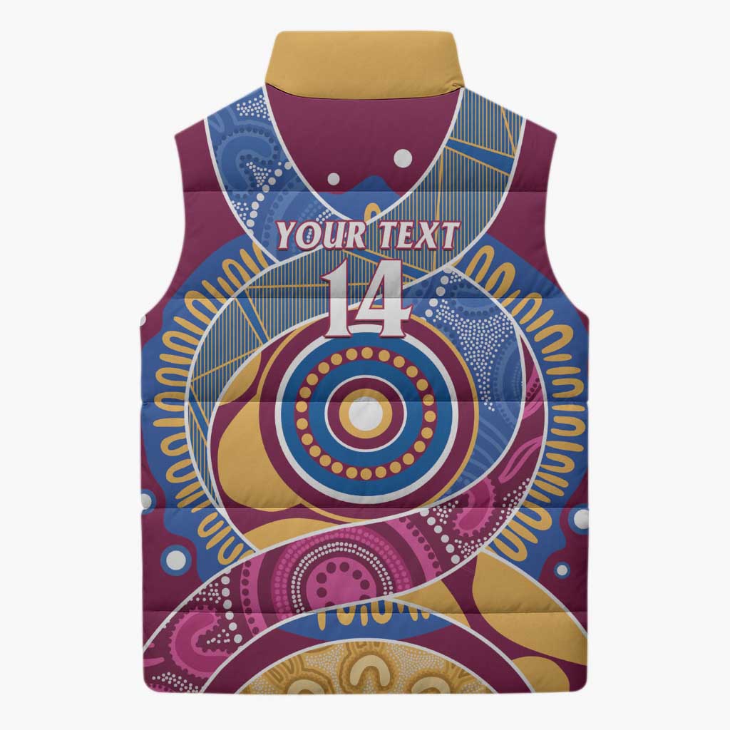 Brisbane Lions Football Custom Sleeveless Puffer Jacket Premiers Proud Aboriginal Art - Aussie Hoodie
