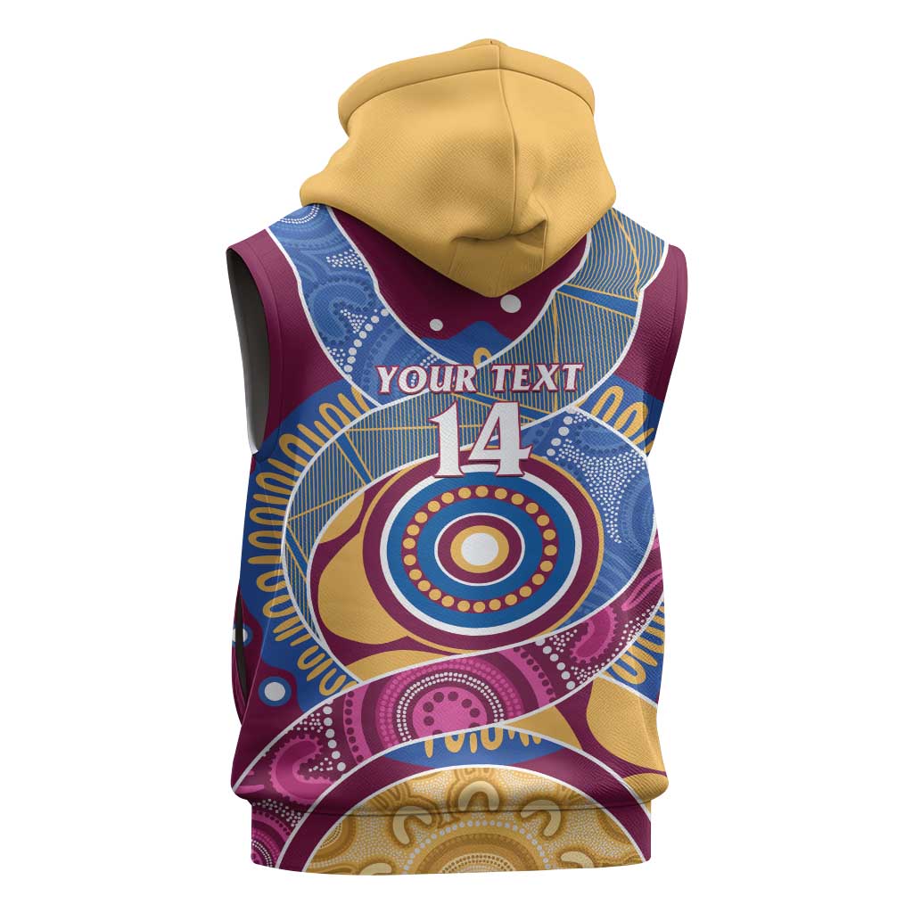 Brisbane Lions Football Custom Sleeveless Zip Hoodie Premiers Proud Aboriginal Art LT14