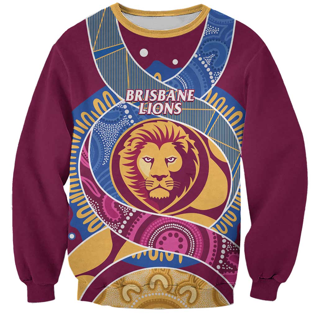 Brisbane Lions Football Custom Sweatshirt Premiers Proud Aboriginal Art - Aussie Hoodie