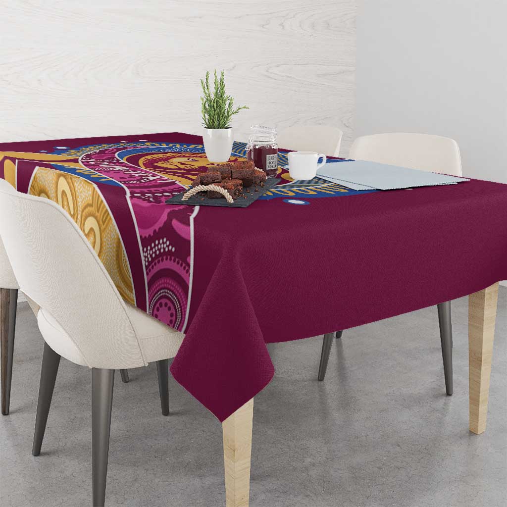 Brisbane Lions Football Custom Tablecloth Premiers Proud Aboriginal Art - Aussie Hoodie